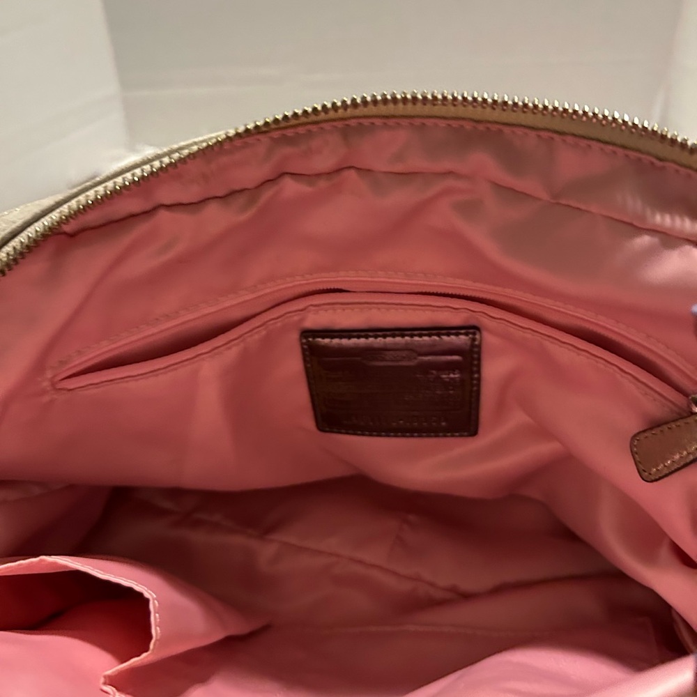 Elegant Coach Tan Monogrammed Handbag - Picture 9 of 9